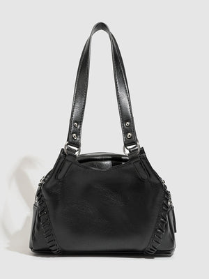 shoulder bag in Black with woven detail and medium