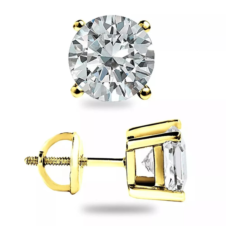 1 Carat 925 Gold-plated Moissanite Earrings in Gold with moissanite stone