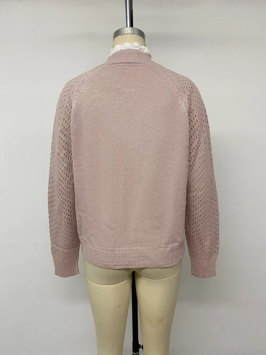 blush pink mock neck sweater