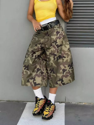 Polish Camouflage Camouflage Wide-leg Capris
