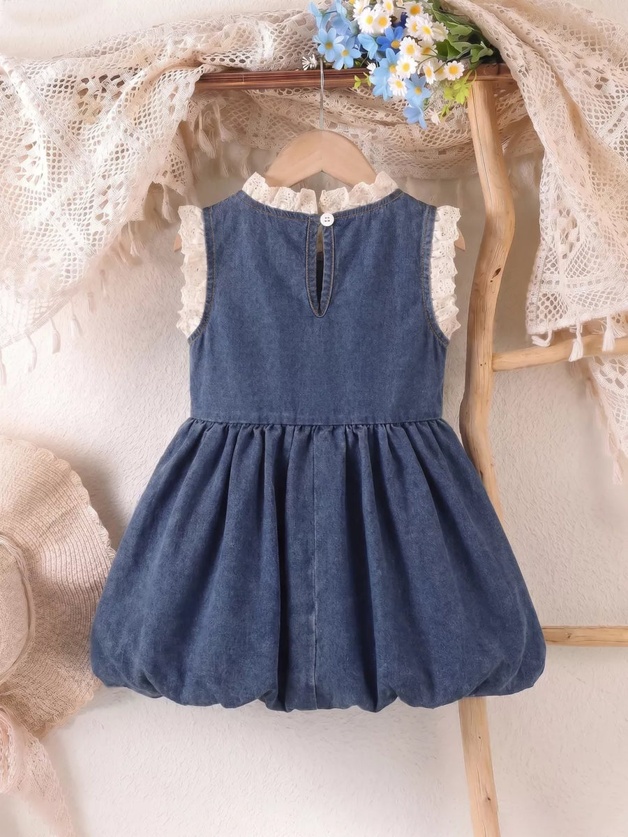 Children's Denim Cherry Applique Dress option 6