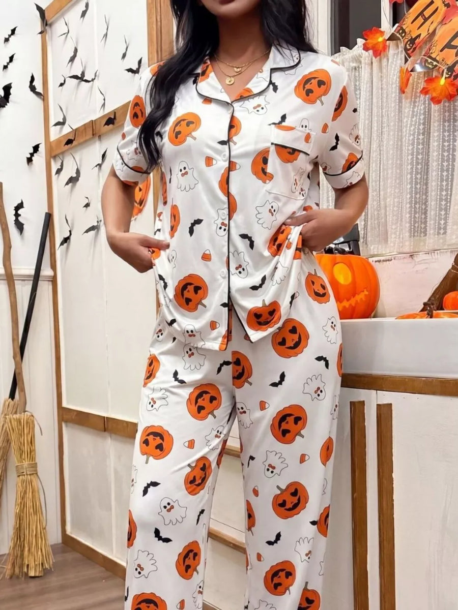 100% polyester Care instructions: Machine wash cold pajama set in black with relaxed silhouette