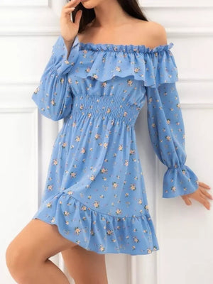 Off-shoulder Floral Ruffle Dress option 9