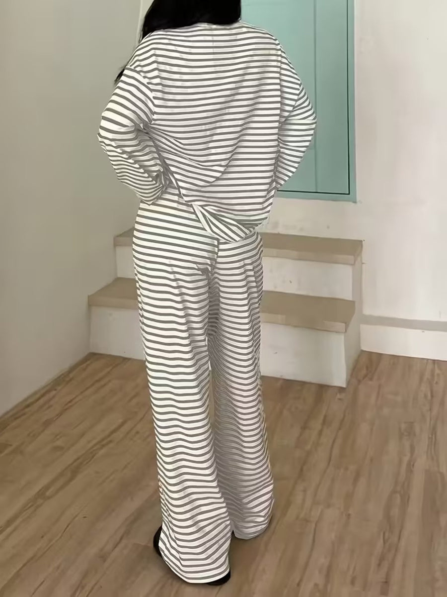 Green pajama set with hip-length, full-length and pullover, drawstring, elastic