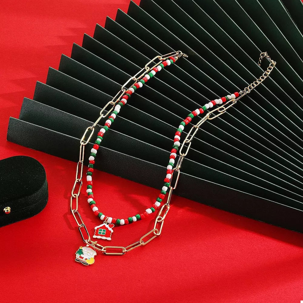 necklace in red featuring double-layer and regular fit