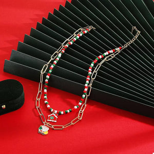 necklace in red featuring double-layer and regular fit