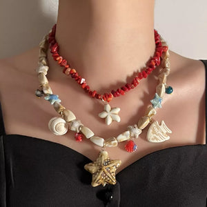 necklace in red featuring layered and layered fit