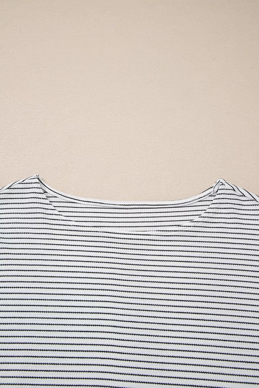 Stripe Contrasted Ruffle Trim Loose Long Sleeve Top option 10