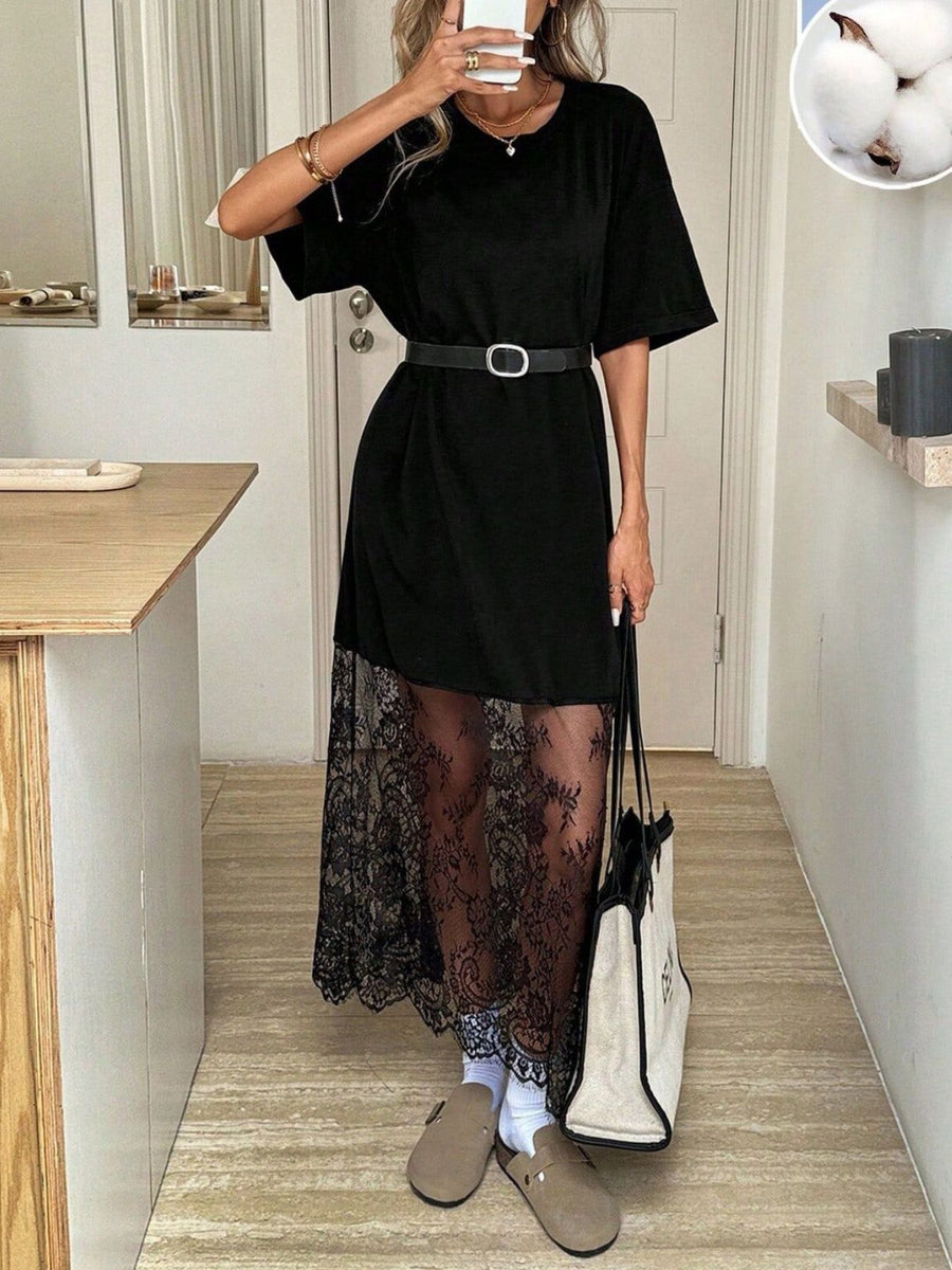 Black t-shirt dress with midi and pullover