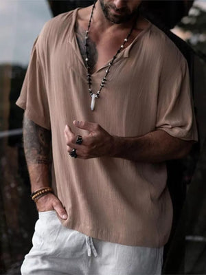 Black Men's Casual Loose Short Sleeve Shirt Plus Size