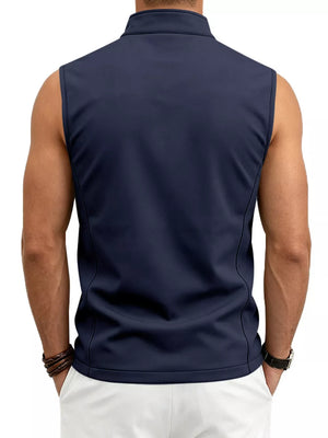 Bright Red regular vest with mock neck