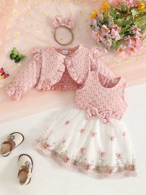 cottagecore dress in hot pink with round neck