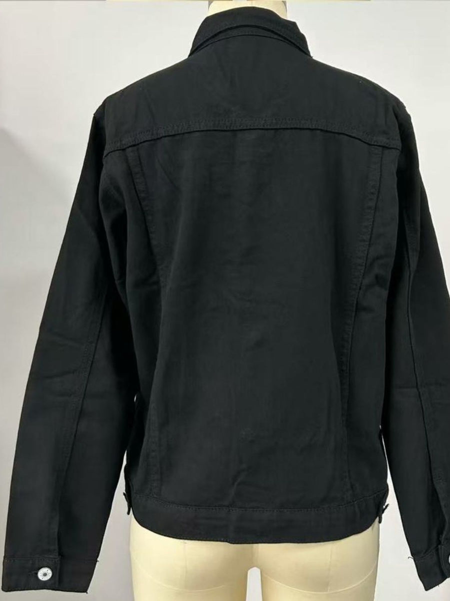classic denim jacket in Light Blue with collared