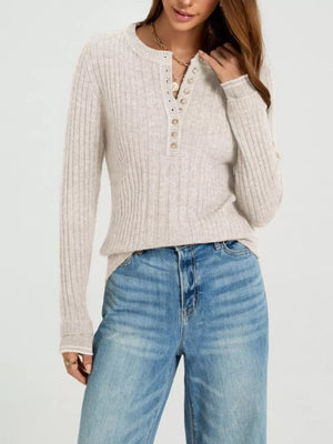 Khaki regular henley with henley