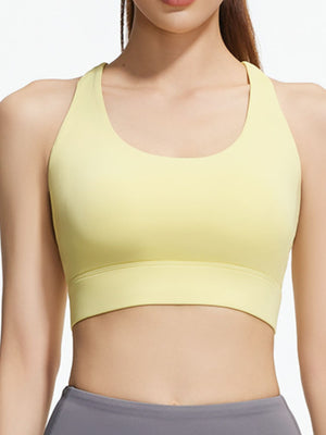 100% polyester Care instructions: Machine wash cold sports bra in Coffee Brown with fitted silhouette