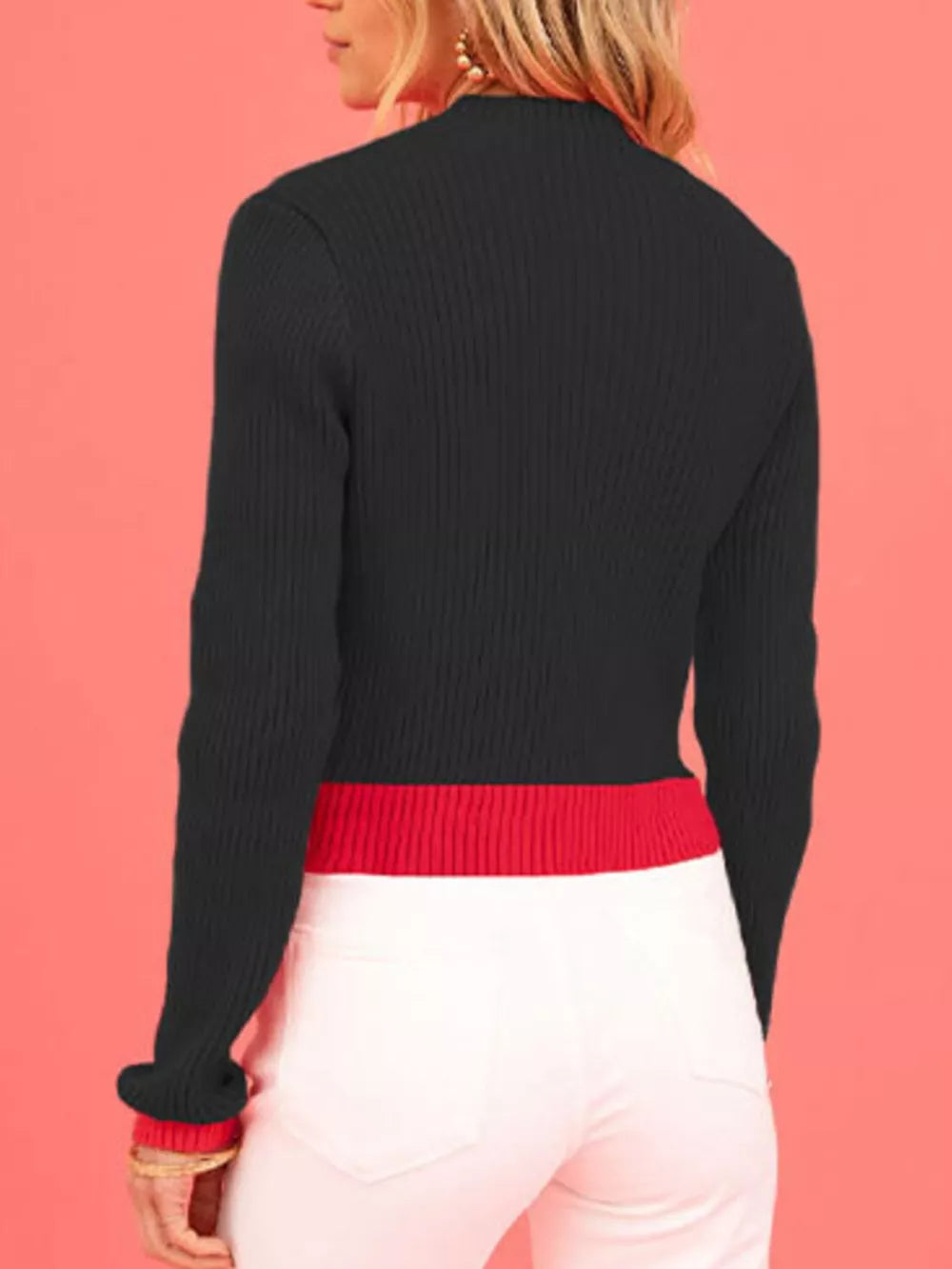 romantic pullover sweater in Red with crew neck