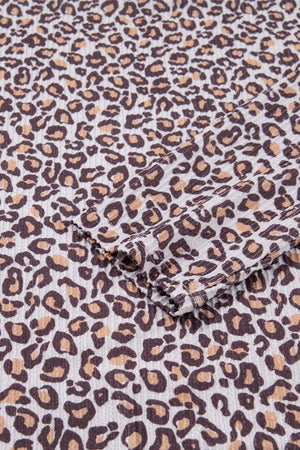 Leopard print ribbed loungewear set with drawstring detail.