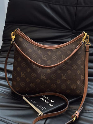 Brown with Monogram Pattern Shoulder Bag
