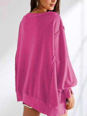 off-white sweatshirt with exposed seam and long sleeve