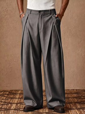95%polyester, 5%spandex Care instructions: Machine wash cold dress pants in Light Gray with wide-leg silhouette