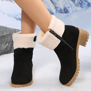 cream boots with ankle-length and zip-front