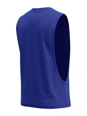 Dark Gray Men's Full Size Round Neck Tank Plus Size