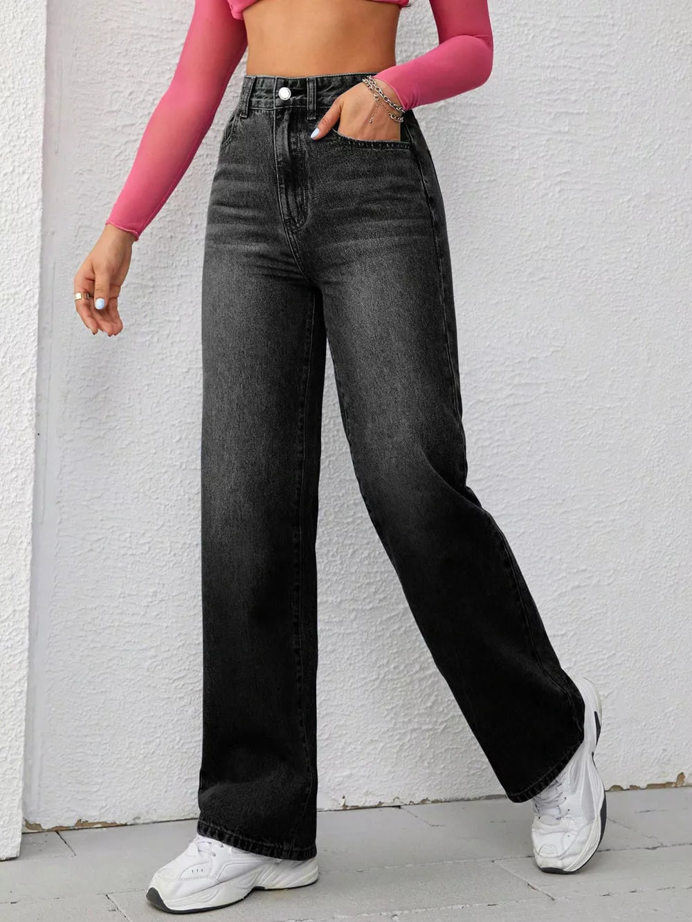 streetwear wide-leg jeans in Deep Blue with null