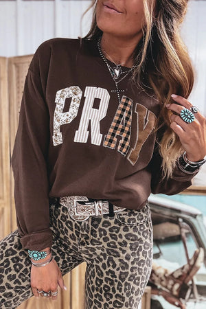 streetwear sweatshirt in Dark Brown with crew neck