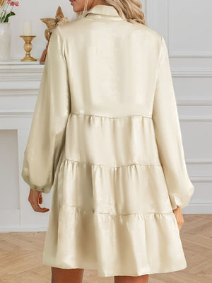 Apricot Color shirt dress with mini and button-front