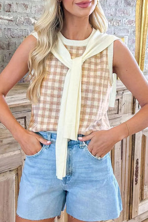 Plaid Knit Sweater Vest option 4