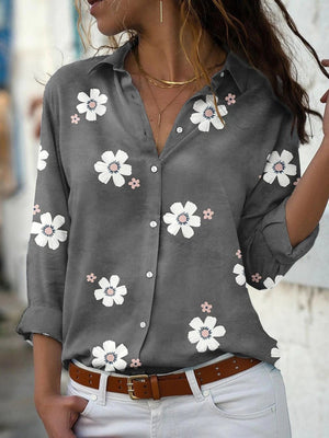 button-down shirt in Turquoise with floral and buttoned