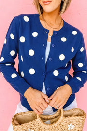 classic cardigan in white with crew neck