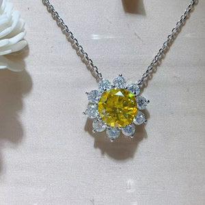 necklace in yellow featuring 5 carat moissanite and straight fit