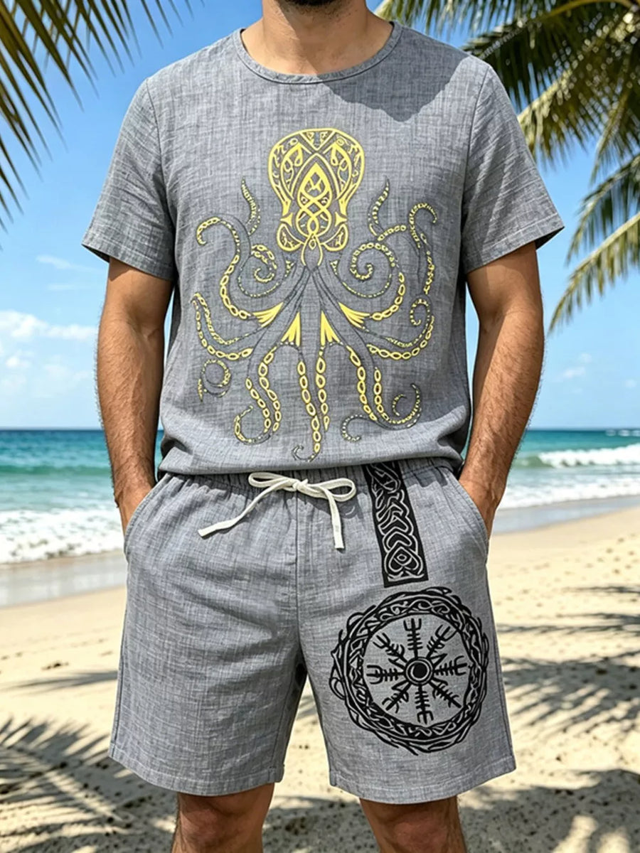 Light Blue Men S Full Size Round Neck Tee