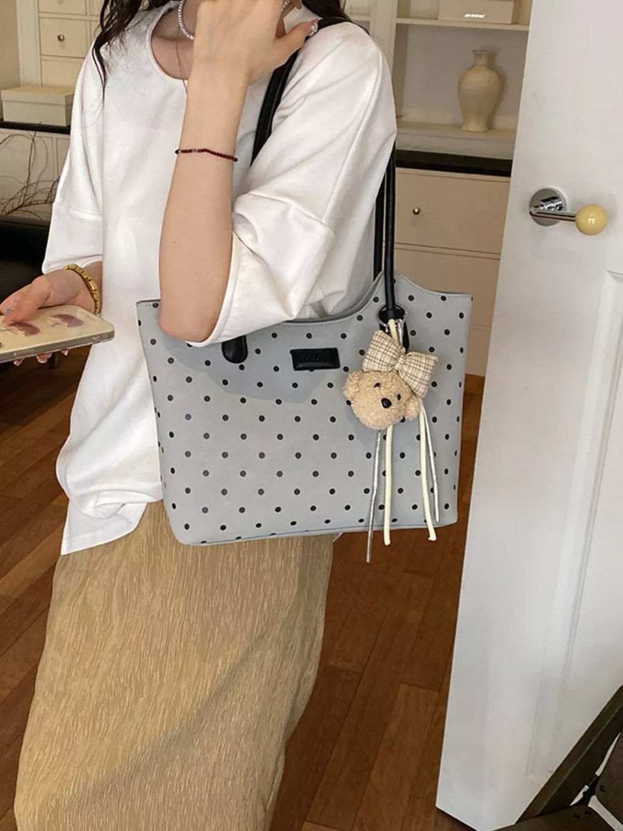Polka Dot Shoulder Bag in Gray