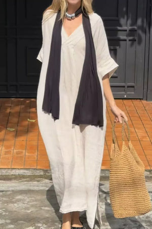Navy Blue Full Size V-neck Maxi Dress Plus Size