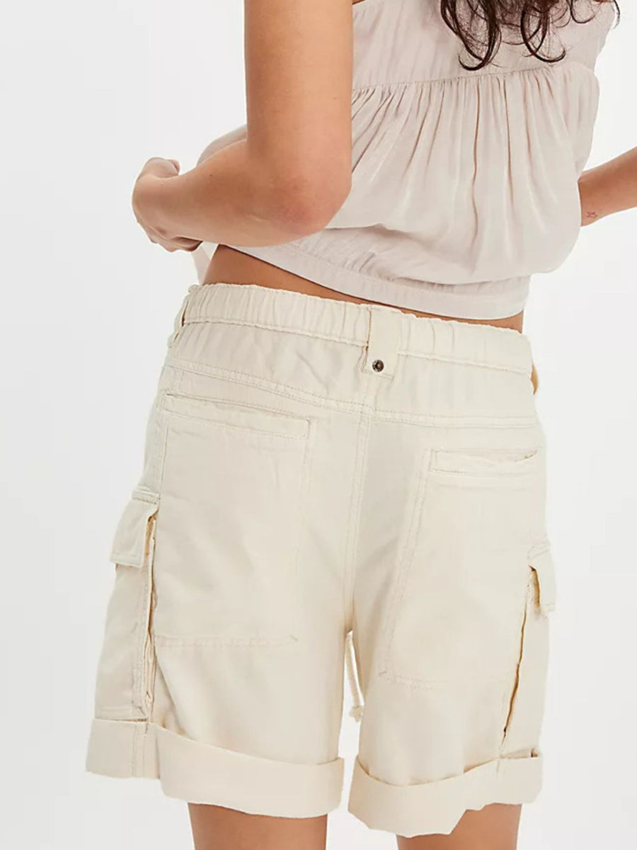Drawstring Cargo Shorts in Army Green
