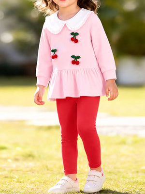 clothing set in light pink featuring applique and A-line fit