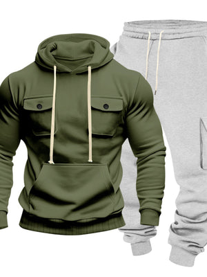 Men's Kangaroo Pocket Hoodie & Sweatpants Set