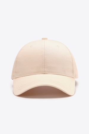 Cream cotton twill baseball cap with adjustable strap