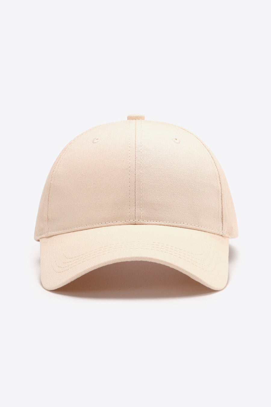 Cream cotton twill baseball cap with adjustable strap