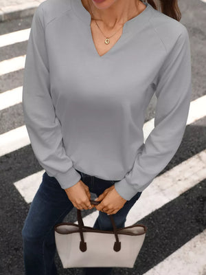 Apricot Yellow relaxed sweatshirt with v-neck