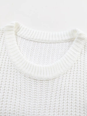 Ribbed Knit Round Neck Chunky Sweater option 8