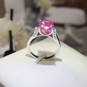 5 Carat 925 Ring in hot pink with 5 carat moissanite