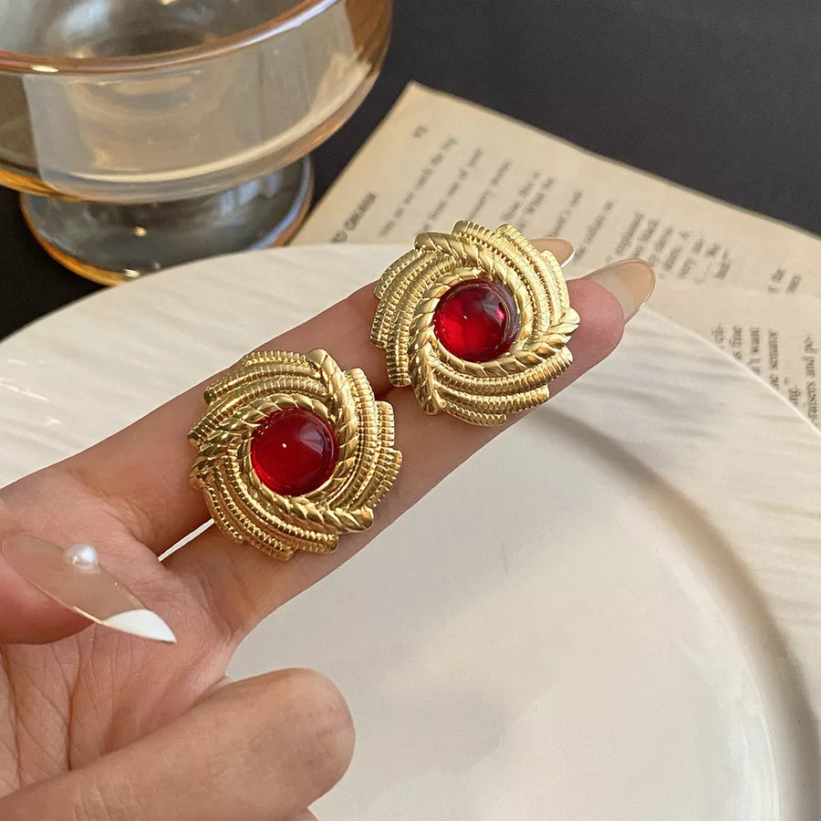 18K Gold-Plated, Resin, Stainless Steel Care instructions: Avoid wearing during earrings in Gold with regular silhouette