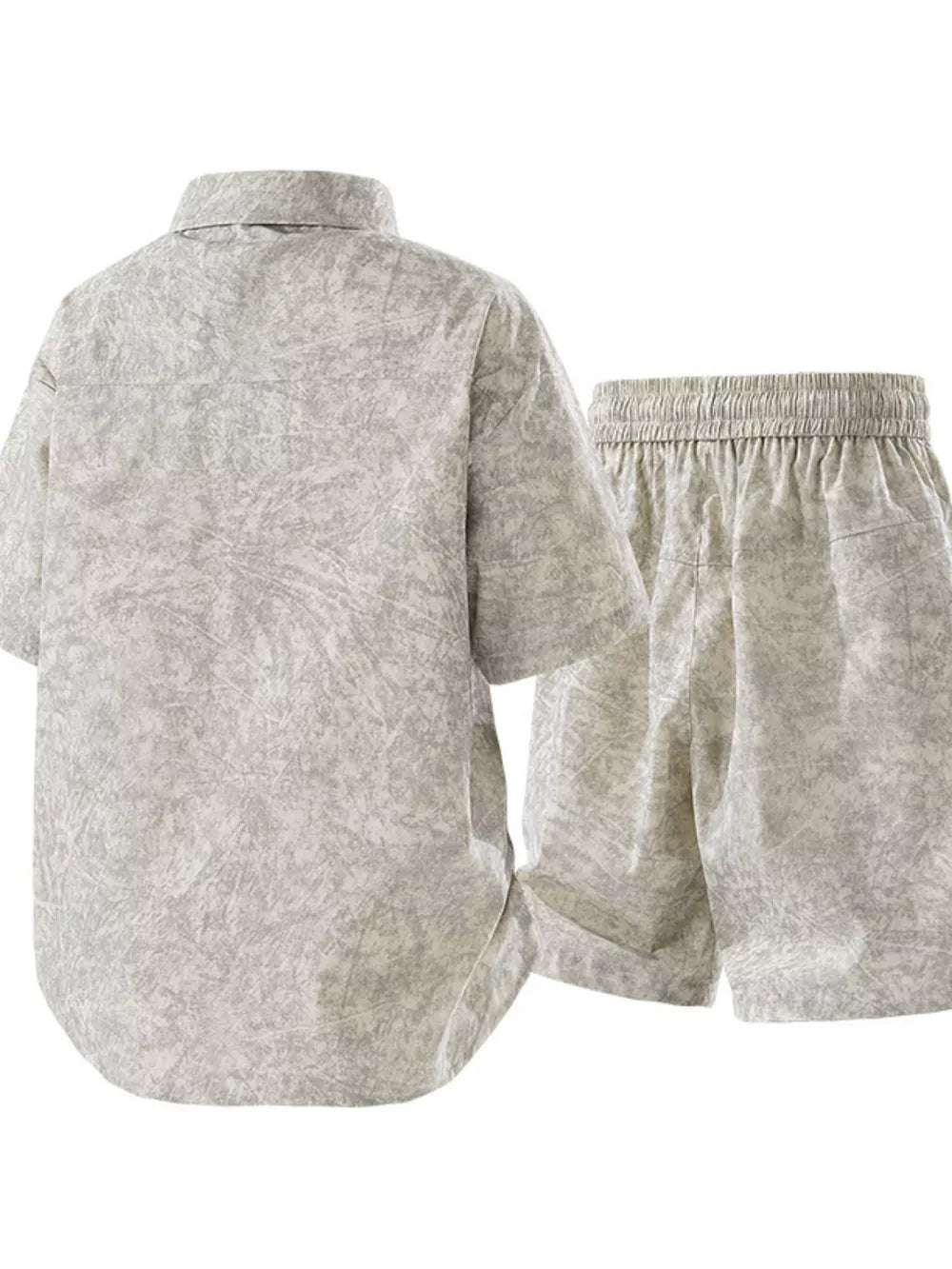Men's Plus Size Lightweight Textured Shirt And Shorts Set in Coffee Brown