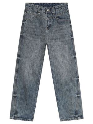 Vintage wash wide-leg denim jeans in Dusty Blue with a relaxed fit.