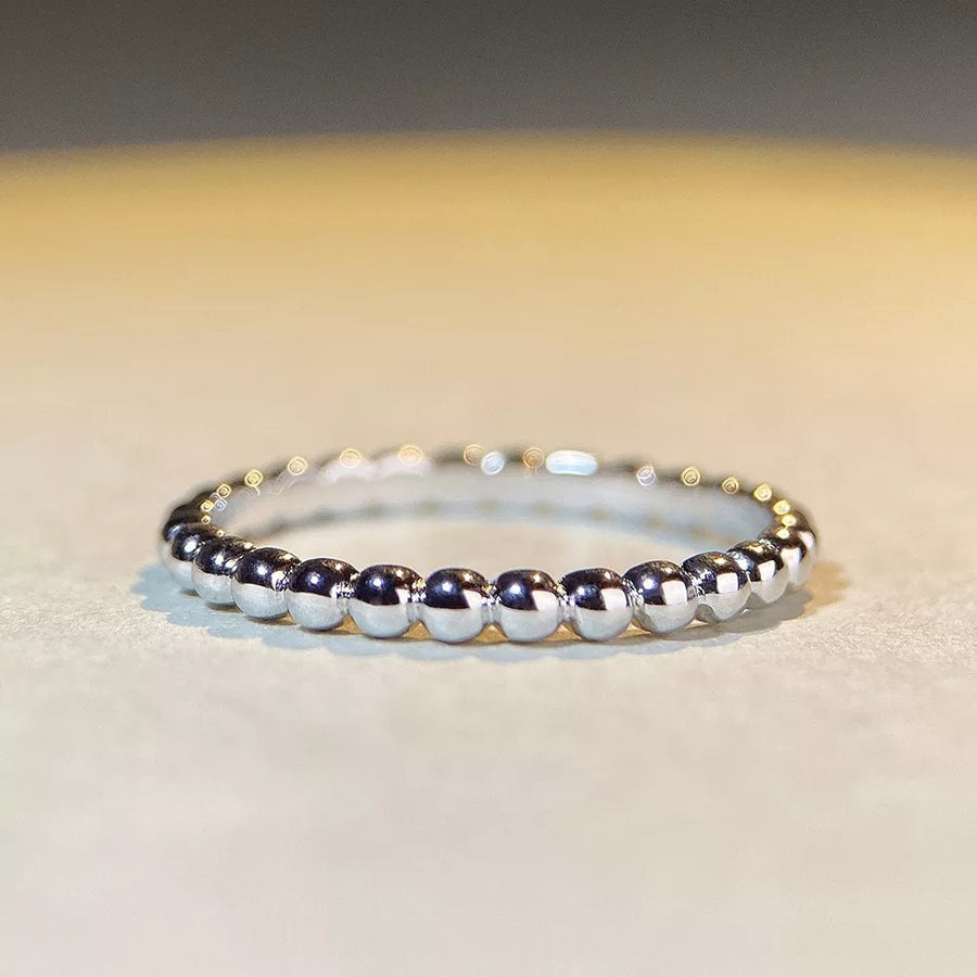 925 Sterling Silver Bead Ring in silver with beaded design