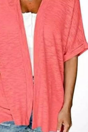 100% polyester Care instructions: Machine wash cold cardigan in Strawberry with relaxed silhouette