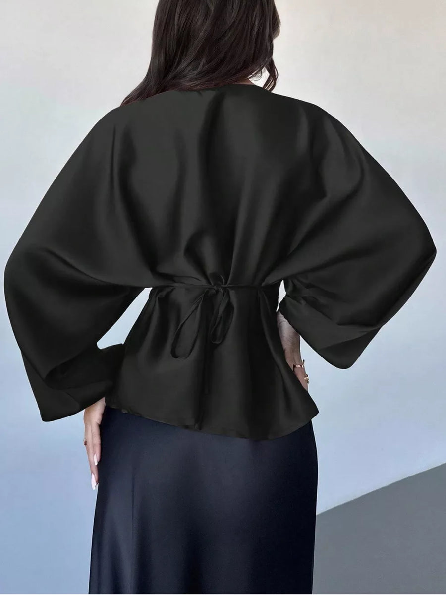 Dark Purple blouse with hip-length and pullover